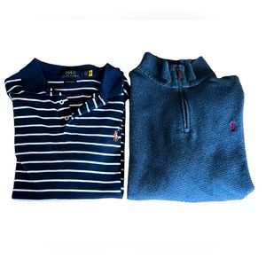 Polo Ralph Lauren Bundle. 3 quarter zip and short‎ sleeve shirt. Size Large